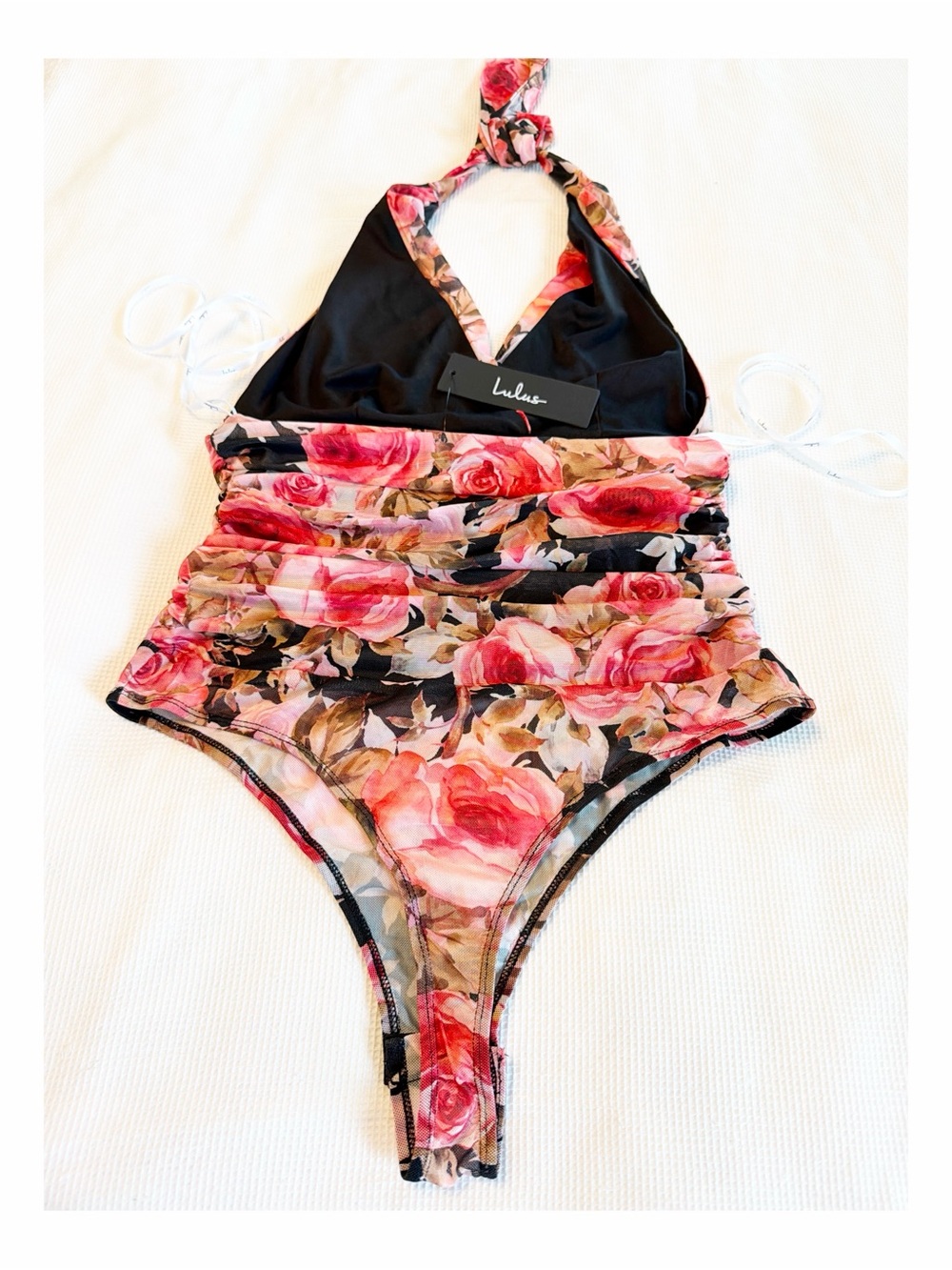 Lulu Floral Ruched Waist Bodysuit Size Small NWT - Picture 2 of 11